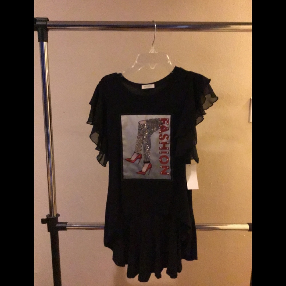Women’s Rhinestone Black T-Shirt